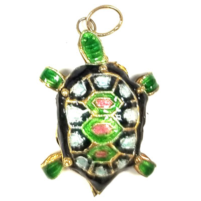 ENAMEL TURTLE 25X35MM BLACK